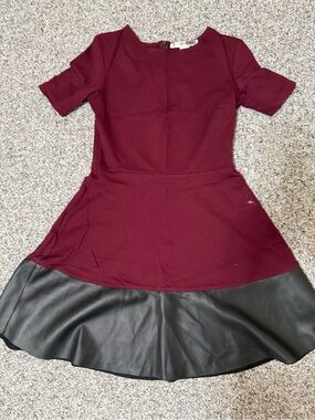 Necessary Objects Burgundy and Black Fit & Flare Dress